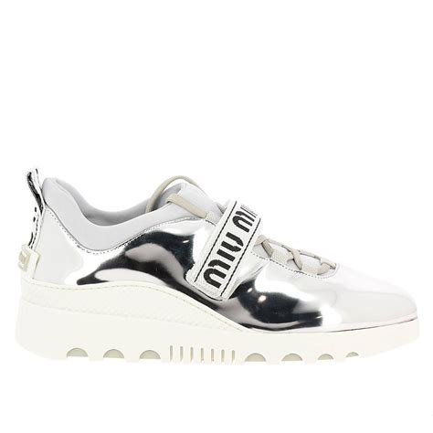 miu miu silver sneakers|miu mi u shoes.